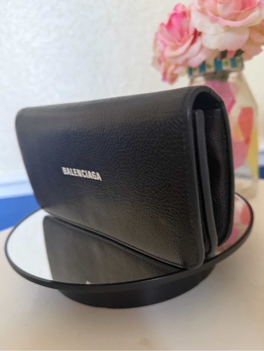 Balenciaga Cash Long Bifold Wallet Black Logo Clutch Grained Calfskin Leather - Picture 6 of 16
